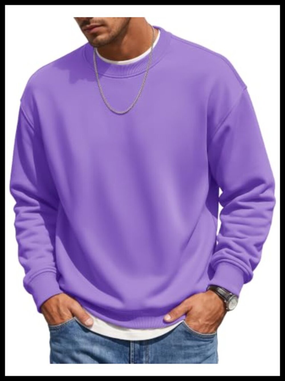 Men's Fleece Lined Crewneck Sweatshirt Pullover - Winter Casual Outdoor
